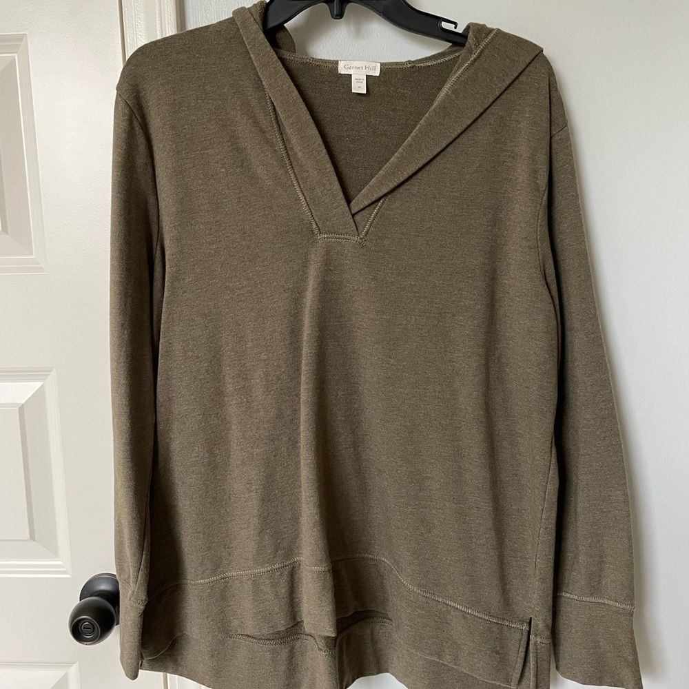Garnet Hill Olive Green Hooded Sweater